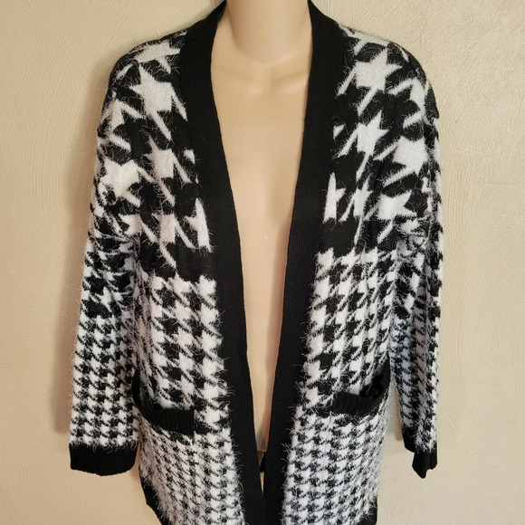 Alison Andrews Houndstooth Open Front Cardigan Sweater Size Women's Small NEW - Picture 4 of 11
